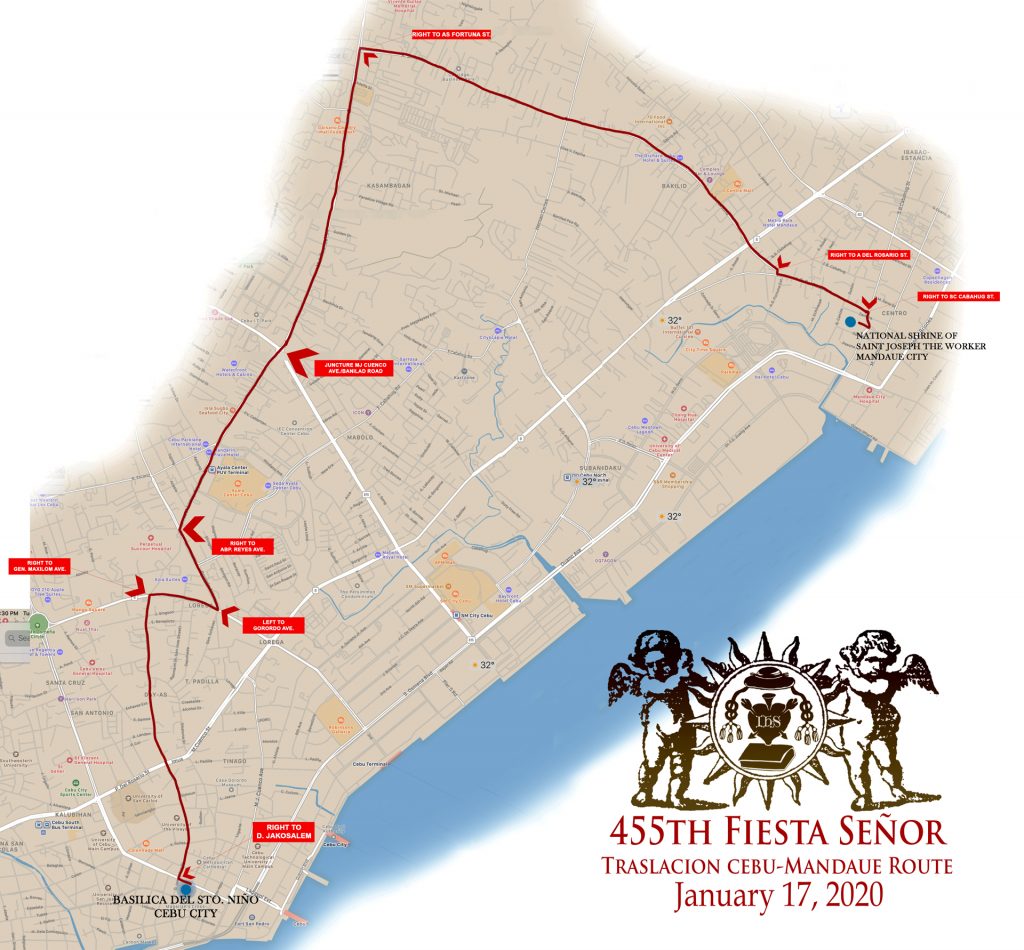 與聖母瑪麗同行,宿霧市至曼達威聖約翰國家紀念碑遊行路線圖